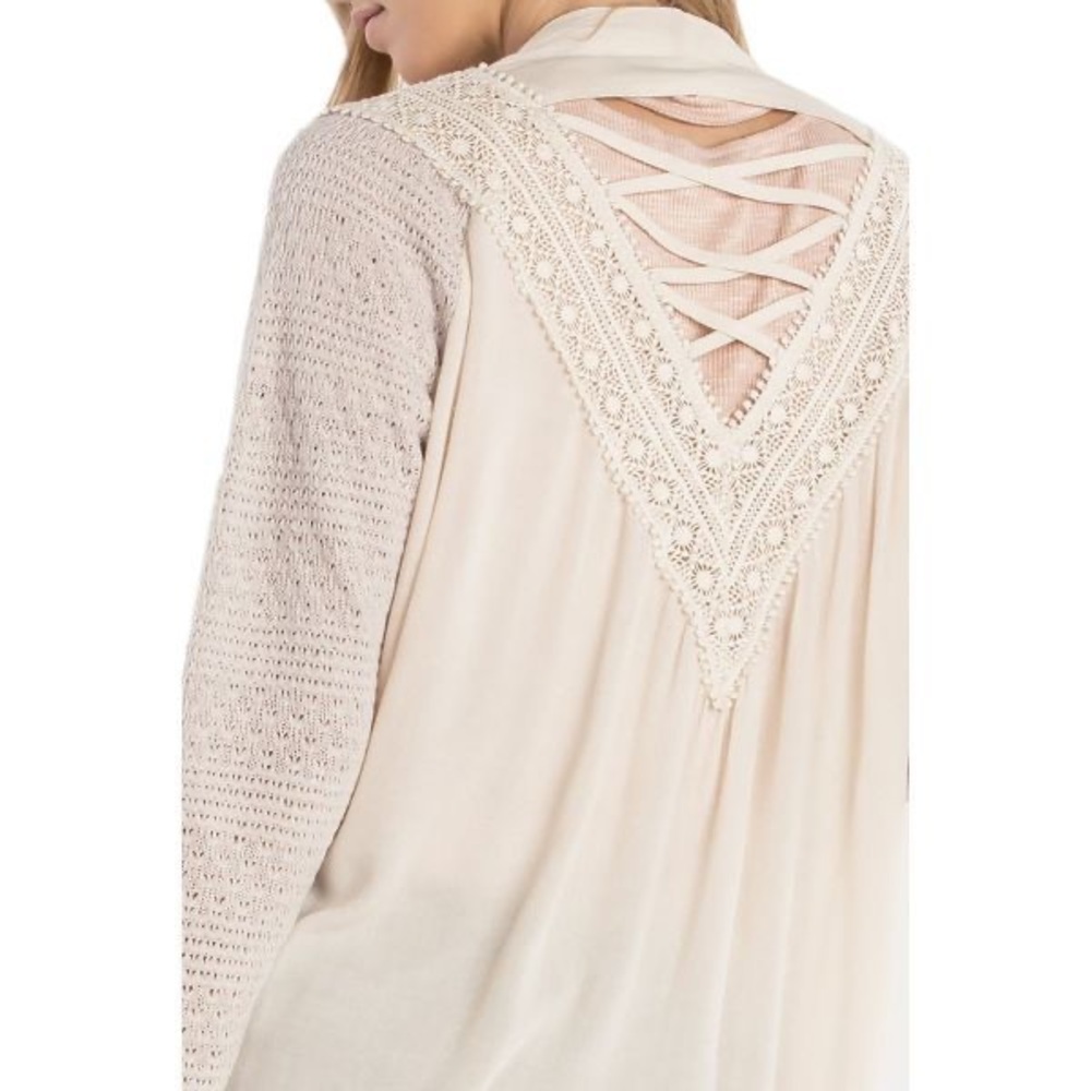 Miss Me Cream Drape Collar Cardigan- Size S - Picture 16 of 16